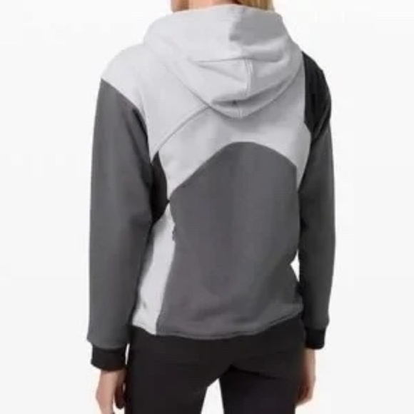 Lululemon All Yours Gray & Black Colourblock 100% Cotton Terry Hoodie w/Pockets - Picture 2 of 13